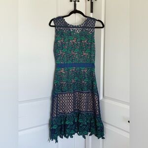 Badgley Mischka Green and Blue Floral Midi Dress